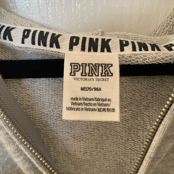 PINK - Grey zip up hoodie, size M - Picture 3 of 4